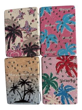 Tropical Palm Studded Double Sided Mirrors Plain & Magnified
